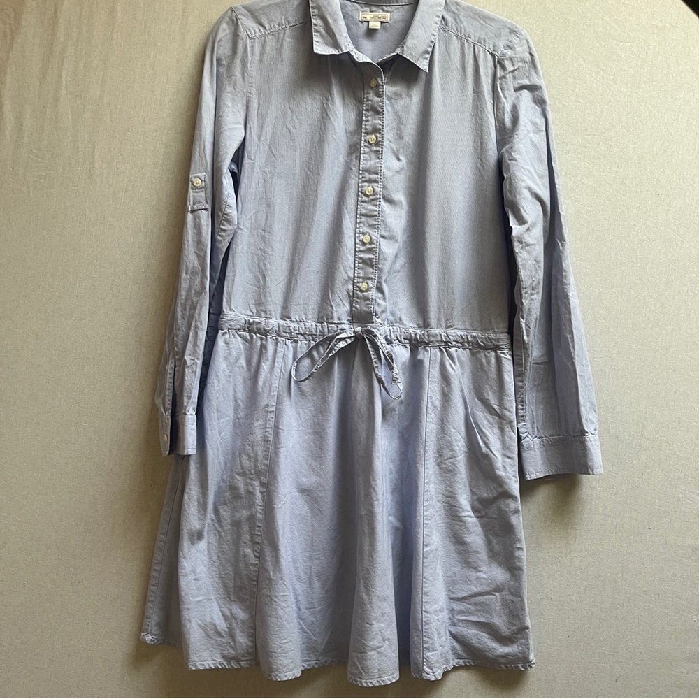 Gap Size Small Cotton Light Blue Pinstripe Button Up Shirt Dress
